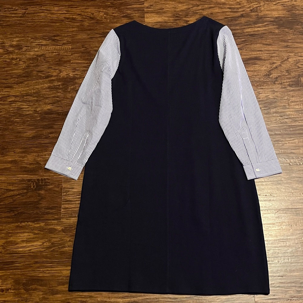 New Talbots Women’s Navy/White Stripe Sleeves Interlock Shift Dress Size XL - Picture 4 of 8